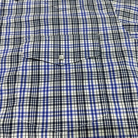 Wrangler Shirt Mens XXL Blue Plaid Pearl‎ Snap Western Cowboy Ranch Rodeo - Picture 4 of 8